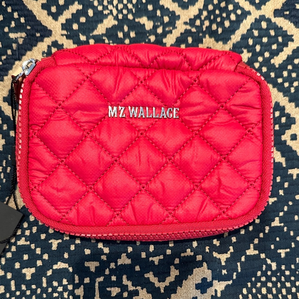 MZ Wallace Zip Round Pouch in Apple/Mushroom NWT
